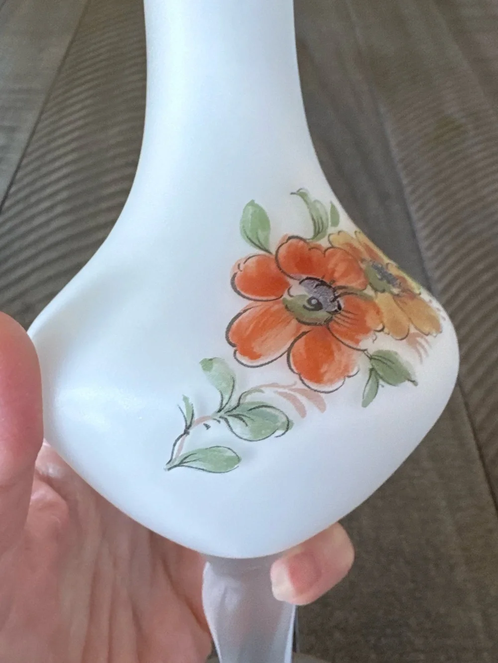 Vintage Frosted Floral Glass Bud Vase